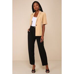 Lulus Sophisticated Company Black Straight Leg Trouser Pants - Size L